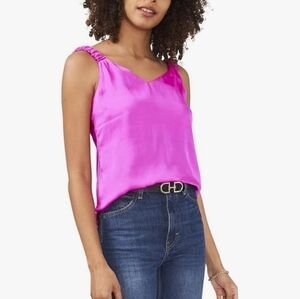 Vince Camuto Sleeveless Ruffle Strap Rumple Tank Top Pink Size M NWT